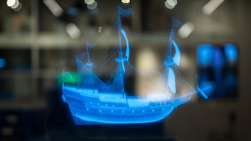 Utställningar med hologram på museet Vrak