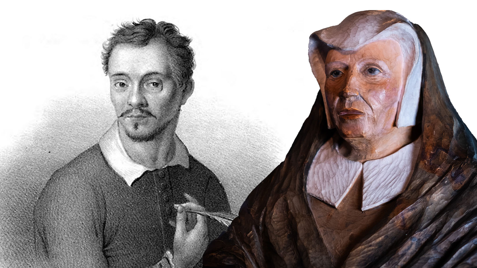 Collage som visar Margareta Nilsdotter och Lasse Lucidor