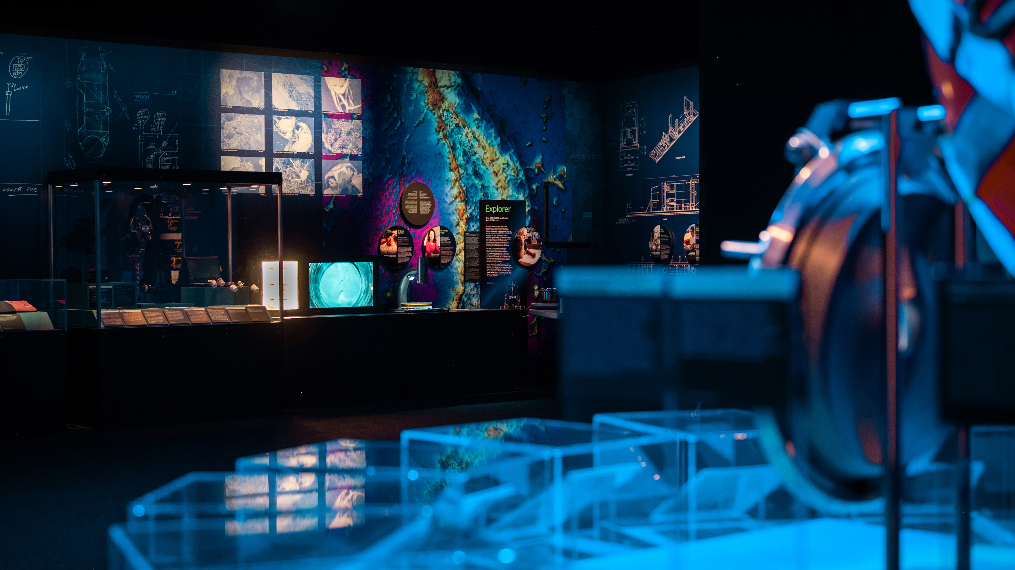 Foto av utställning på Vasamuseet som visar undervattensmiljöer