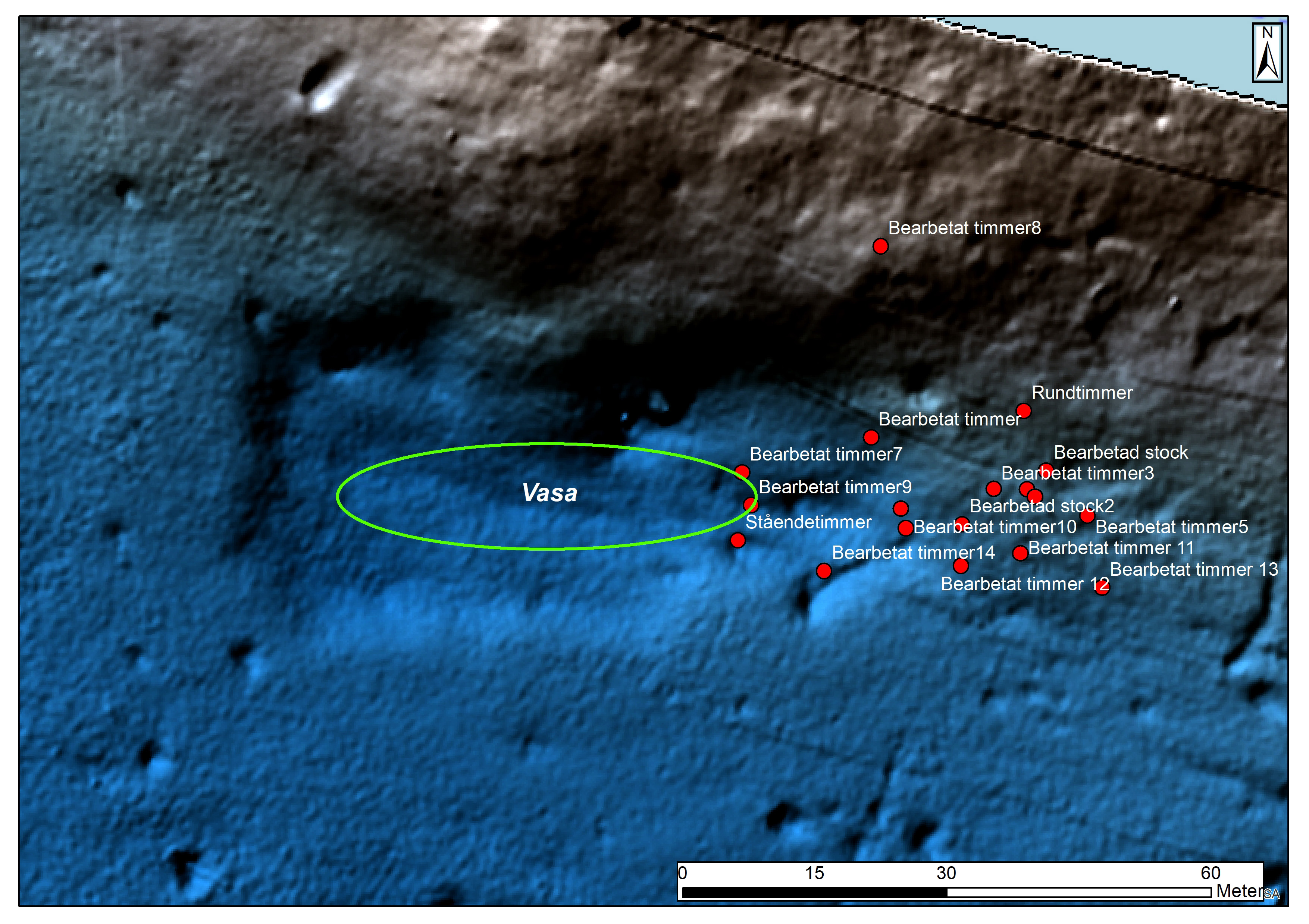 Vasagropen med indikationer från HMS Belos